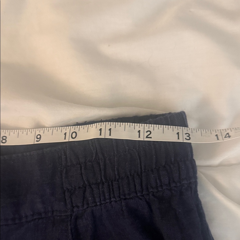Next Dark Blue Textured Linen-Blend Trousers - Picture 5 of 6